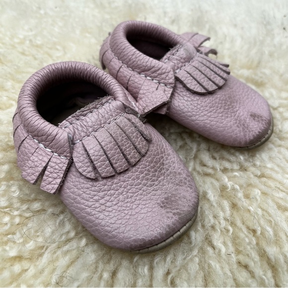 HeyFolks Baby Pink Soft Leather Moccasins Size 2 Made In Canada 3-9 M MiniMoc - Picture 6 of 7
